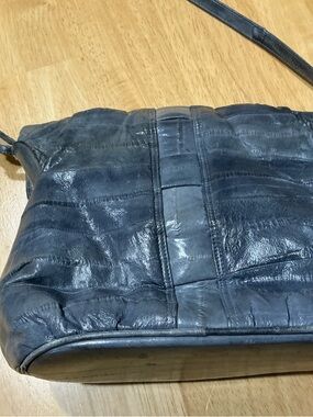 Blue Patchwork Leather Crossbody Bag